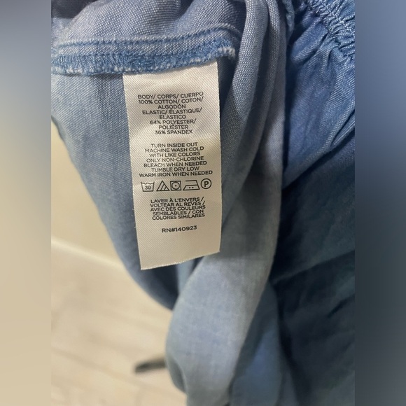 LOFT Light Blue Sundress with Smocked Bodice and Puff Sleeves - Picture 5 of 6